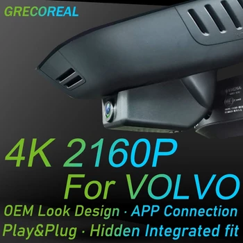 Grecoreal Предната Регистраторная Помещение 2160P Dash 4K Camera Wifi Автомобилен Видеорекордер С Двойно регистратор за Volvo Polestar 2 S90 S60 XC90 XC60 XC40 V60 C40 V40