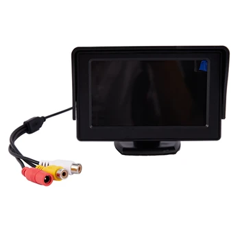 Комплект Система за Паркиране на автомобил 2в1 4,3-Инчов Цветен LCD монитор за Обратно виждане + Водоустойчива Камера за Задно виждане за Обратно виждане