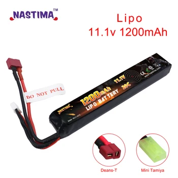 Nastima 11,1 V, 1200 mAh Еърсофт Stick Battery 3 ГОДИНИ на 20В LiPo Акумулаторна Батерия с конектор Mini Tamiya/Deans-T за страйкбольных Пистолети AK47