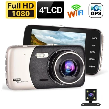 Автомобилен Видеорекордер WiFi 4.0 Full HD 1080P Dash Cam Камера за Обратно виждане Огледало Видео Паркинг Сензор за Нощно Виждане един dashcam Черна Кутия, с GPS