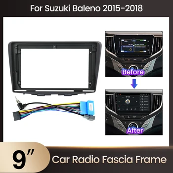 9-инчов Авто радио Скоба Панел за Suzuki Baleno 2015-2018 Android Мултимедийно главното устройство Домакин-рамка адаптер Рамка, Комплект кабел