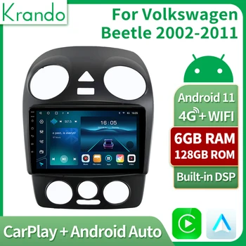 Автомобилно радио Krando Android 11.0 за Volkswagen Beetle 2002-2011, мултимедиен стерео DVD-плейър, GPS навигация с пълна сензорен екран
