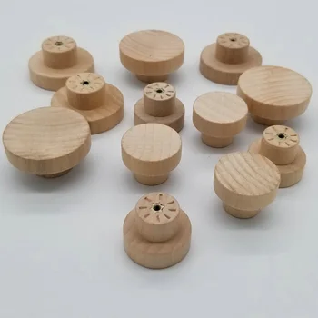 1 бр. дървени кръгли дръжки за чекмеджета от дърво, дръжки за чекмеджета гардероб, кабинет хардуер