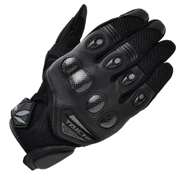 Мотоциклетни ръкавици TAICHI от въглеродни влакна, кожени ръкавици със сензорен екран, мрежести дишащи кожени предпазни ръкавици за състезания на мотоциклети извън пътя