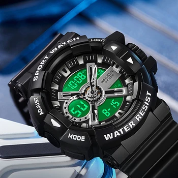 2023 Спортни военни 50 м Водоустойчив цифров часовник Кварцов часовник BIANA с двоен дисплей Мъжки ръчен часовник Clock Relogio Masculino