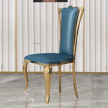 Леки луксозни трапезни столове от неръждаема стомана за кухненски мебели, съвременен модерен ресторант стол, домашен шезлонг, скандинавски стол