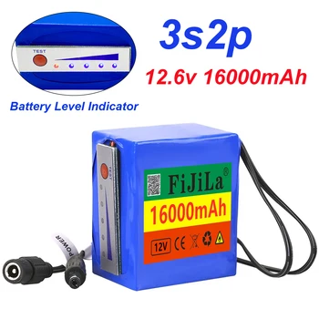 11,1 В/12,6 В литиева батерия 12 v 18650 3s2p батерия 16000 mah светлинен индикатор за детектор на риба от подводна риболовна камера