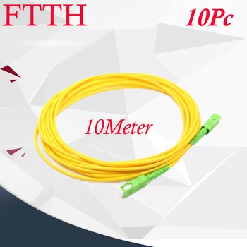10шт 10-Метров Оптичен кабел SC/APC, SC/APC Однорежимный G652D 9/125 Оптичен Пач Кабел Симплексный 3.0 мм Жълта Обвивка LSZH