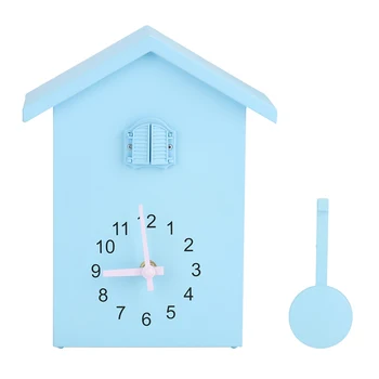 Стенни часовници син цвят, материал ABS-пластмаса, с уникален стил, домашни часовници, украса за дома, декорация за птици, хол удобства за домашна кухня
