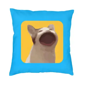 Модерен игри калъф за възглавници в стил поп-котки, полиестер, забавен мем, една калъфка за дивана, квадратна калъфка за дома, декоративни