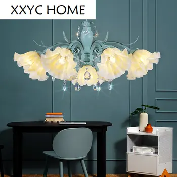 Кристален полилей в скандинавски стил за всекидневната, лампата за спални, led полилей с дистанционно управление, креативна лампа за хранене, лампа за кабинета