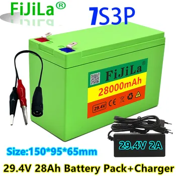 Batterie Lithium-ion 7s3p 100%, 18650 V, 29.4 mAh, pour vélo électrique, avec chargeur, nouveauté 28000