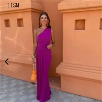 LISM 2023, вечерни рокли за бала от фушии на едно рамо, елегантни вечерни рокли за тържествени случаи с дължина до пода, по-големи размери по поръчка