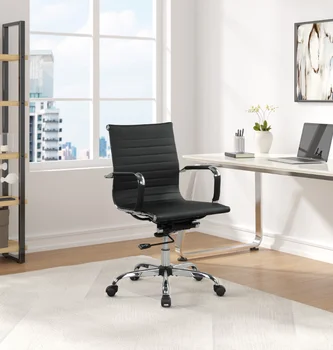 Стол за мениджър 37,5 инча с регулируема височина и завъртане, с товароподемност 250 паунда, Черна и Офис мебели, Компютърни стол за геймъри