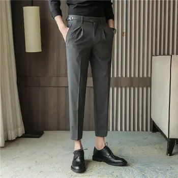 2021 Пролет-лято официални мъжки костюмные панталони, Модерни ежедневни бизнес панталон Slim Fit, мъжки работни панталони за партита F53