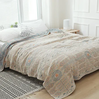 100% Памучно муслиновое одеяло, летни завивки за легла, кърпи за дивана, пътни настилки дышащее Богемное голямо меко домашно покривки