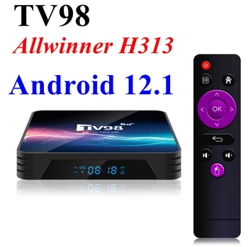 ТЕЛЕВИЗИОННА конзола с Android 12,1 TV98 Allwinner H313 Четириядрен 1G/8G 2G/16G 2,4 G 5G Двойна WIFI H. 265 UHD AV1 4K Youtube Смарт медиа плейър