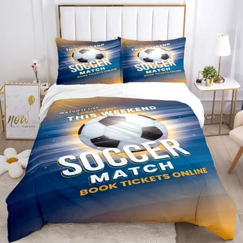 Комплект спално бельо от три елемента с футболния спортен принтом, модерен дреха за деца или възрастни, за легла, завивки, калъфки за възглавници, подаръчен комплект спално бельо